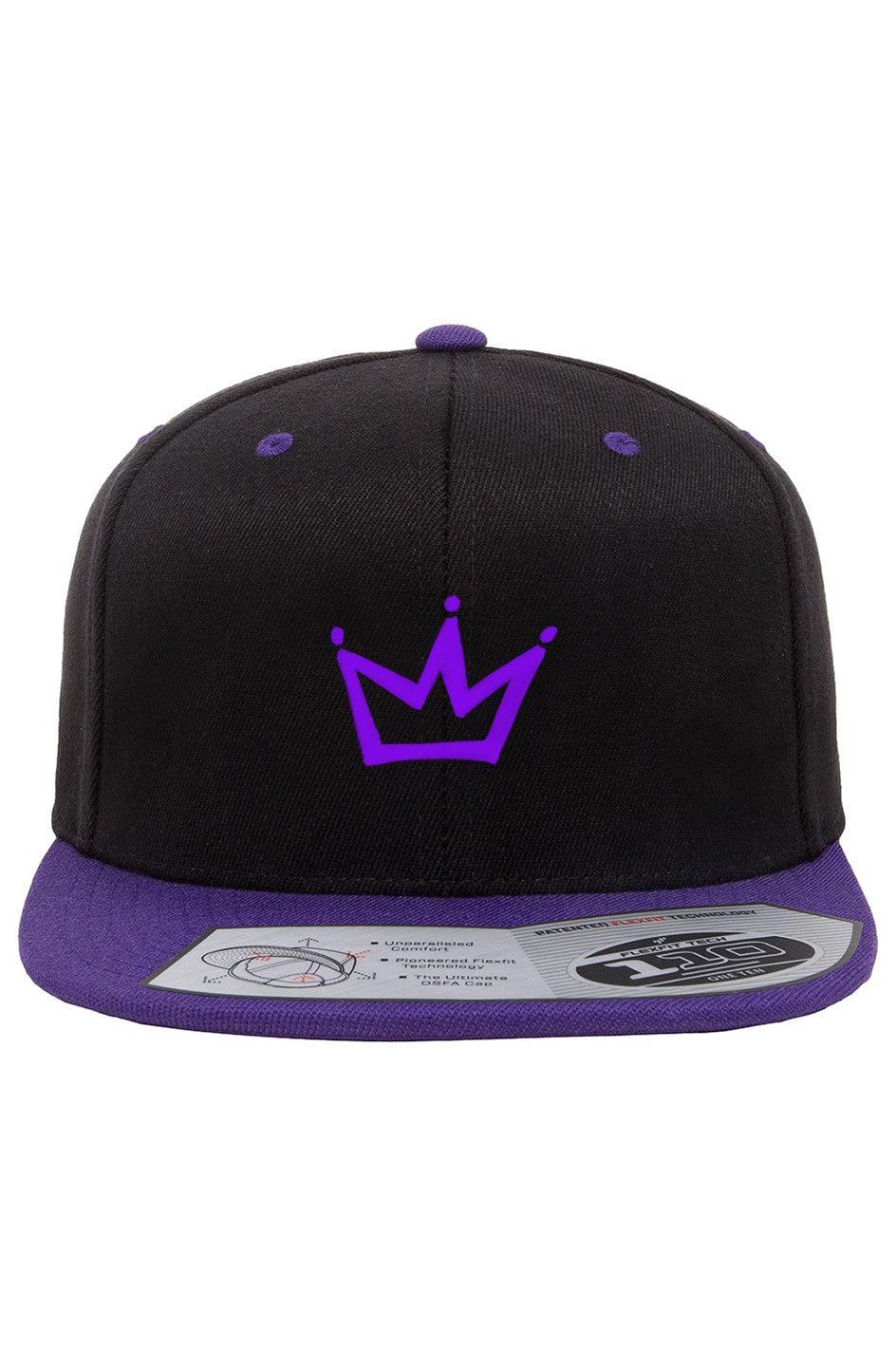 Crowned snapback Hat two-tone cap with colored and embroidered crown logo.