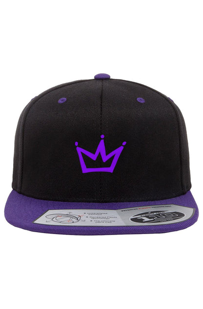 Crowned snapback Hat two-tone cap with colored and embroidered crown logo.