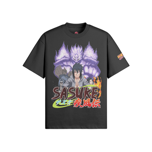 Oversized crew neck T-shirt featuring Sasuke Susanoo design.