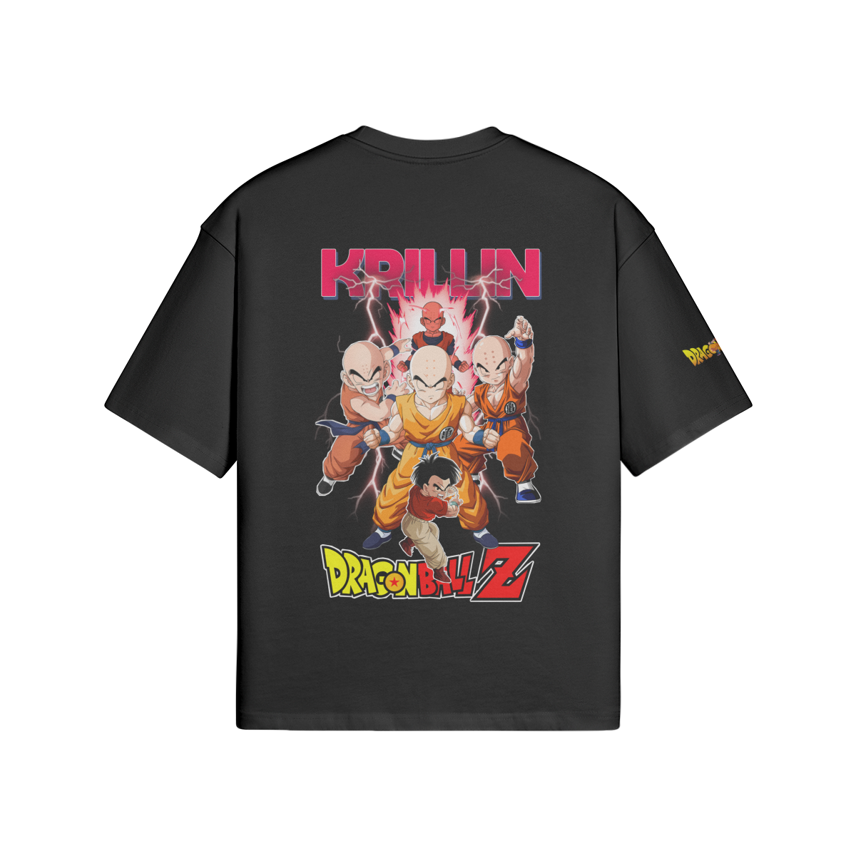 Krillin Dragon Ball DBZ boxy T-shirt with bold graphic design.