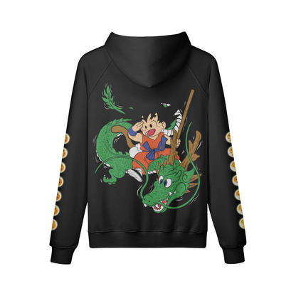 Dragon Ball Adventures Begin fleece-lined hoodie with character design.