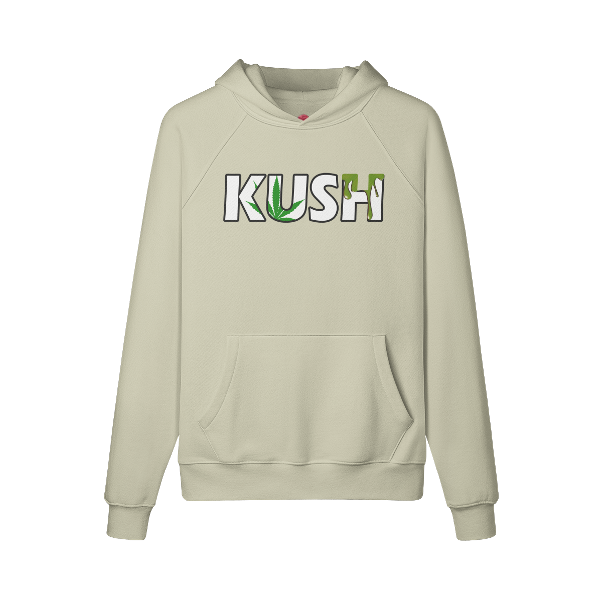 KUSH Simple design fleece-lined hoodie with front kangaroo pocket and raglan sleeves.