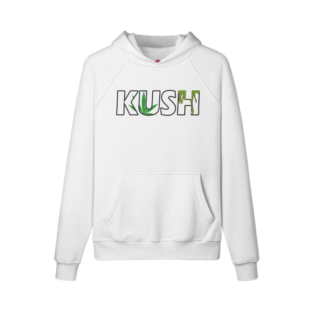 KUSH Simple design fleece-lined hoodie with front kangaroo pocket and raglan sleeves.