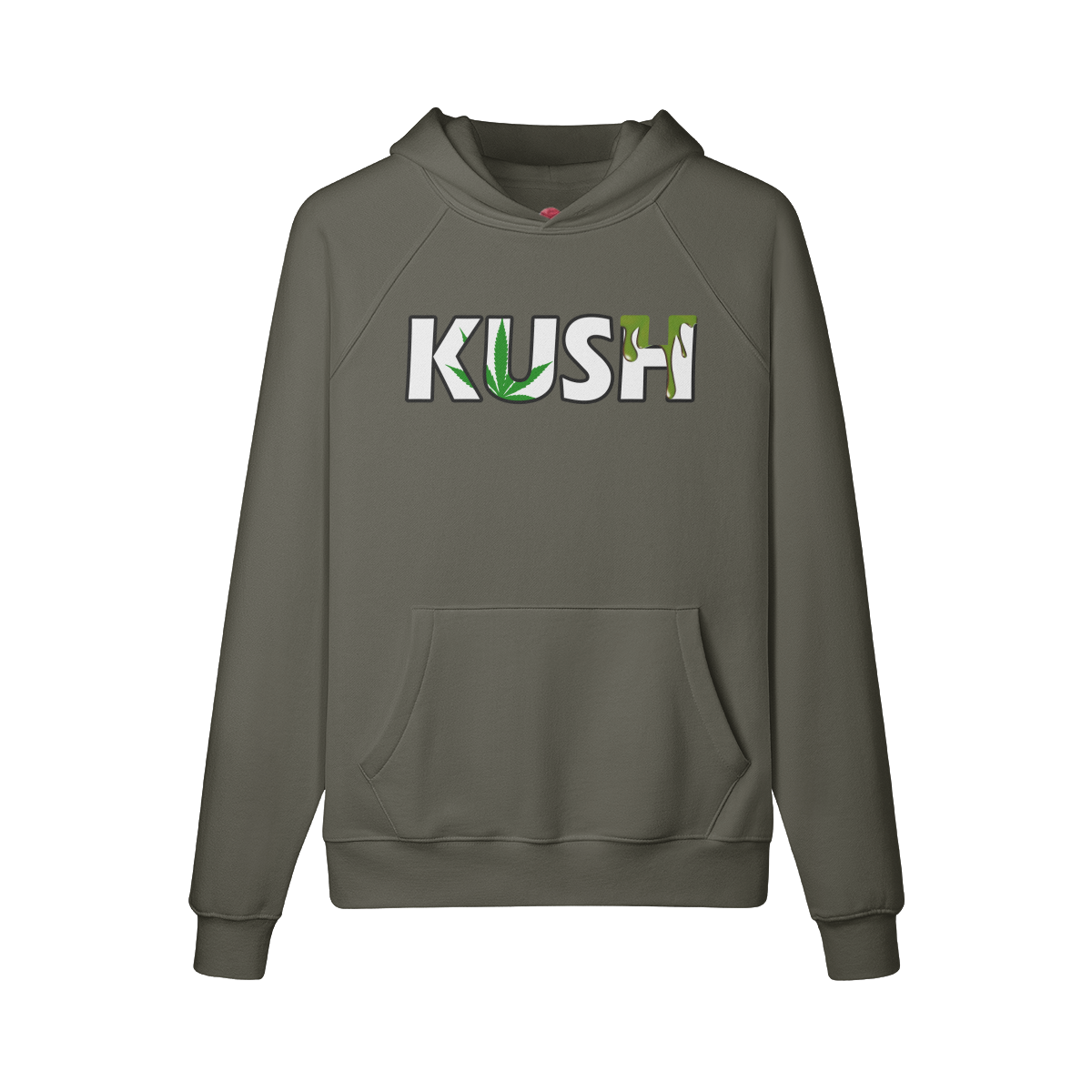 KUSH Simple design fleece-lined hoodie with front kangaroo pocket and raglan sleeves.