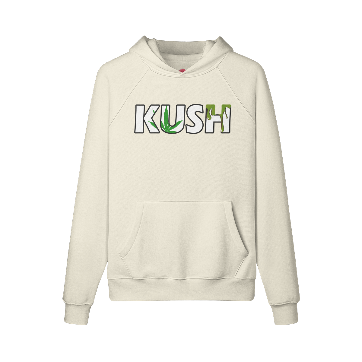 KUSH Simple design fleece-lined hoodie with front kangaroo pocket and raglan sleeves.