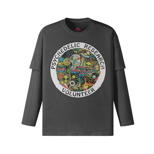 Psychedelic Research Volunteer | Faux-Layered Faded Long Sleeve