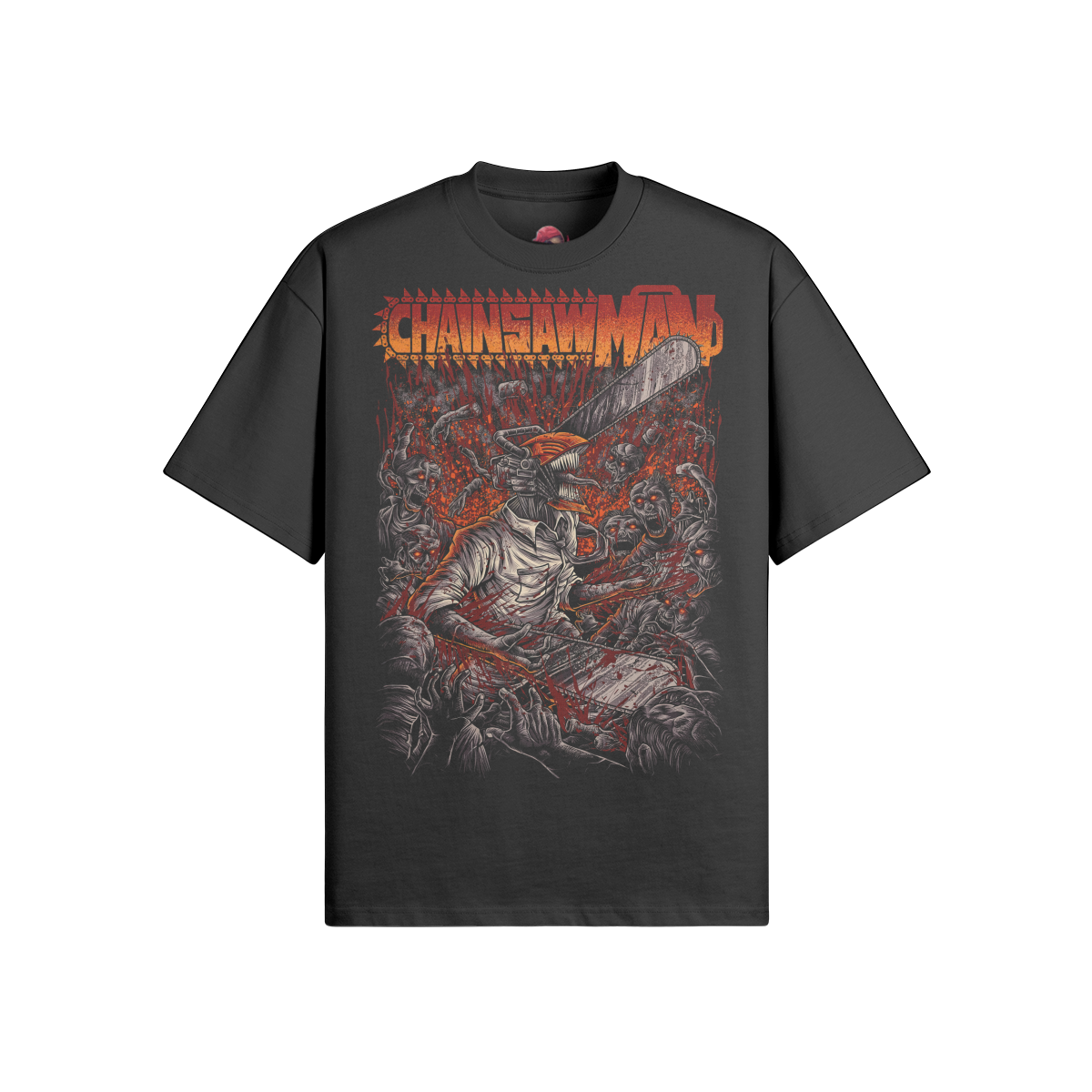 Chainsaw Man Shreddin oversized crew neck t-shirt with bold graphic design.