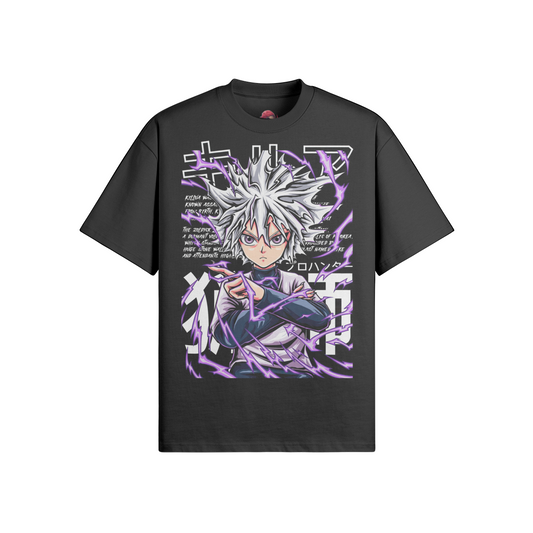 Oversized crew neck T-shirt featuring Killua Zoldyck design.