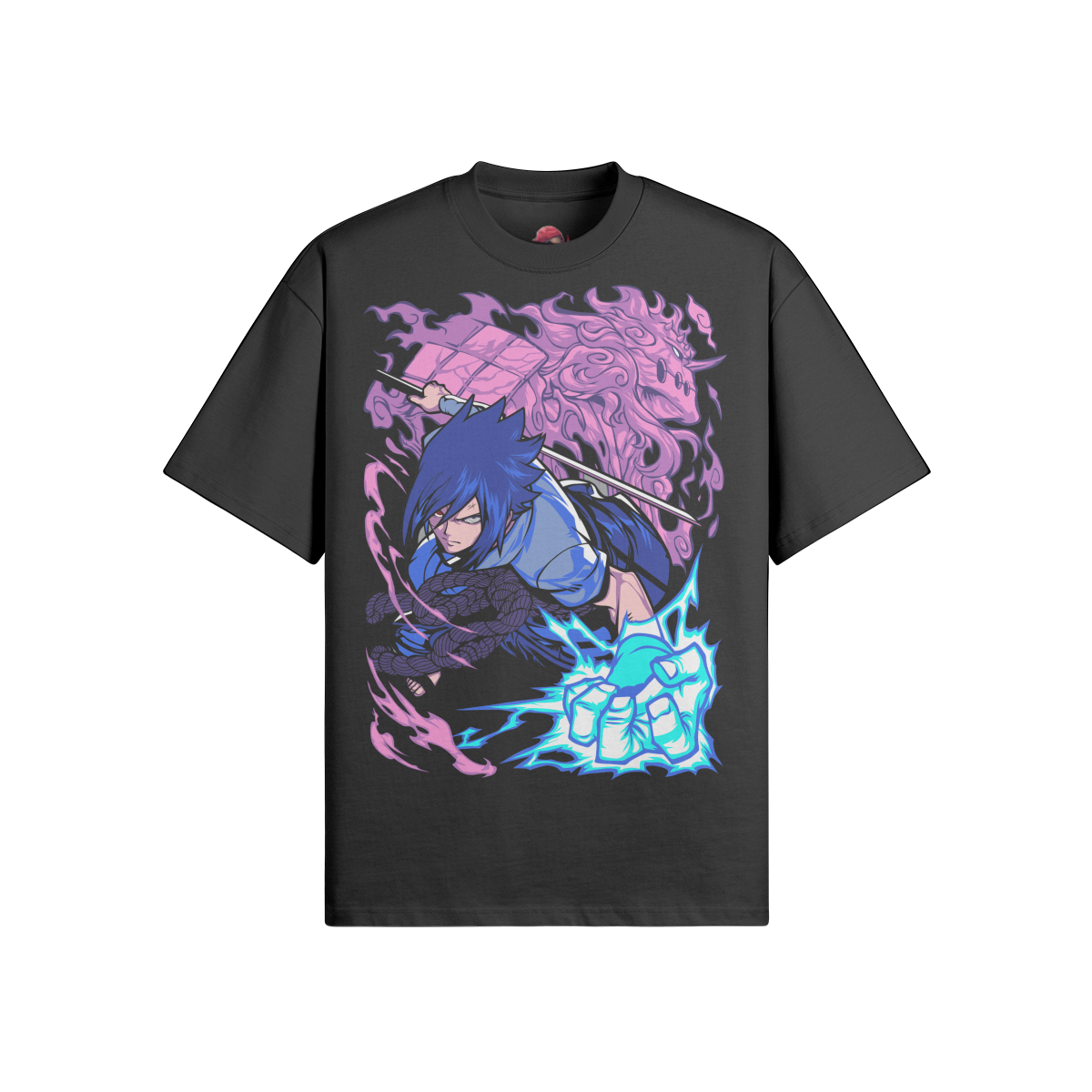 Sasuke Chidori Lightning's Wrath | Oversized Crew Neck T-Shirt