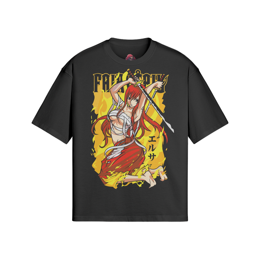 Erza Scarlet Fairy Tale boxy t-shirt with anime design, relaxed fit.